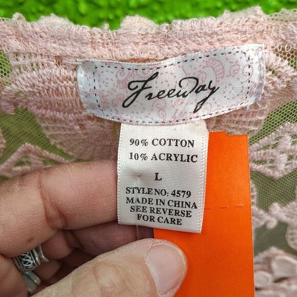 Freeway Pink Lace 3/4 Sleeve Blouse - Picture 2 of 4